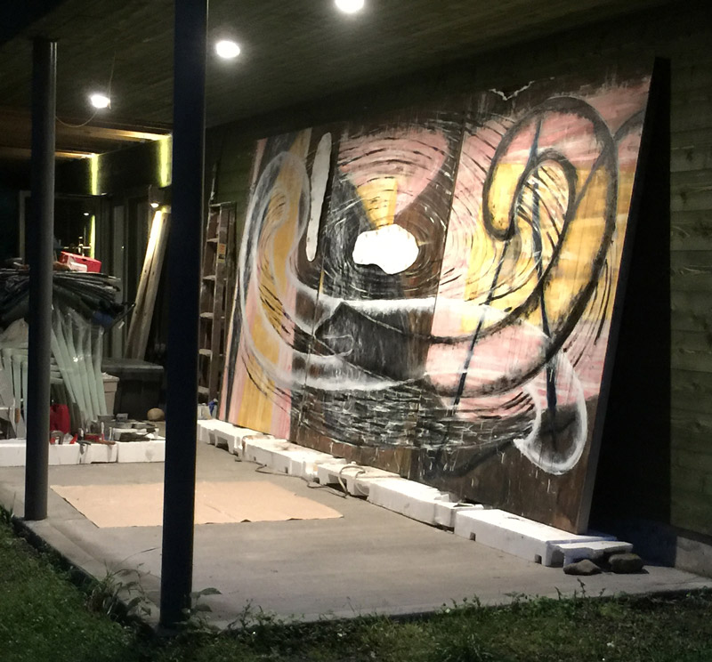 Rabbit Hole painting in outdoor studio
