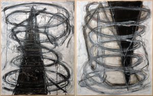 Painting, Wolford Diptych, 1986, mm on paper, 47" high x 37" wide (each)