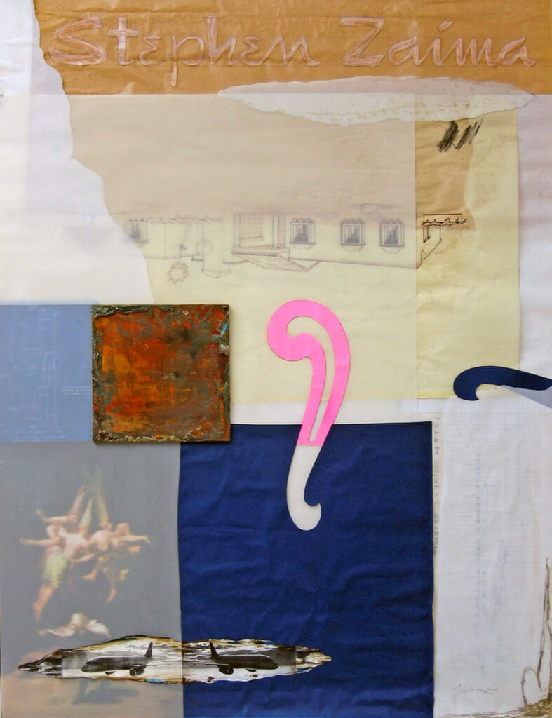 Collage entitled Bête Noir, 2006, mixed media, 42" high x 32" wide